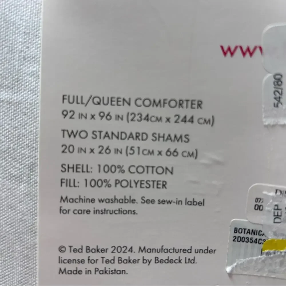 Ted Baker Full / Queen Comforter Set + 2 Std Shams Botanical Birds Floral NEW
